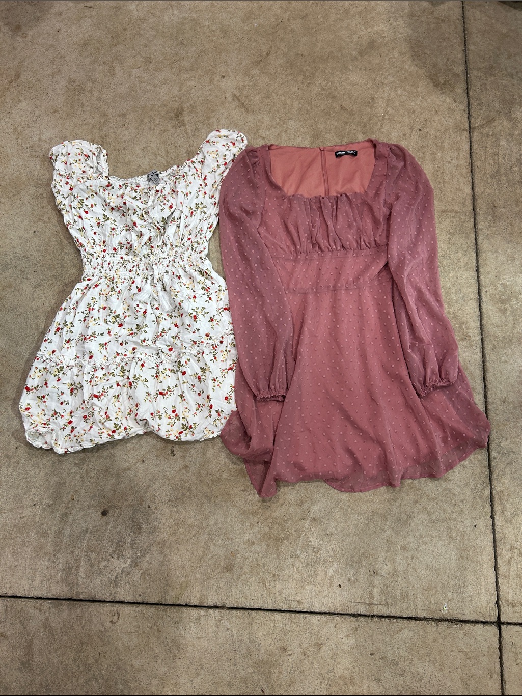 Unknown Brand Pink Swiss Dot Long Sleeve Dress